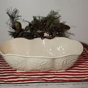 Lenox winters imprint bone china serving bowls holly pattern